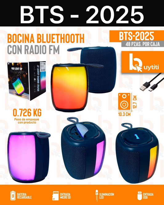 BOCINA BLUETOOTH CON RADIO FM BTS-2025