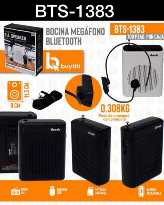 BOCINA MEGÁFONO BLUETOOTH BTS-1383