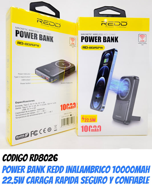 POWER BANK REDD INALAMBRICO 10000MAH