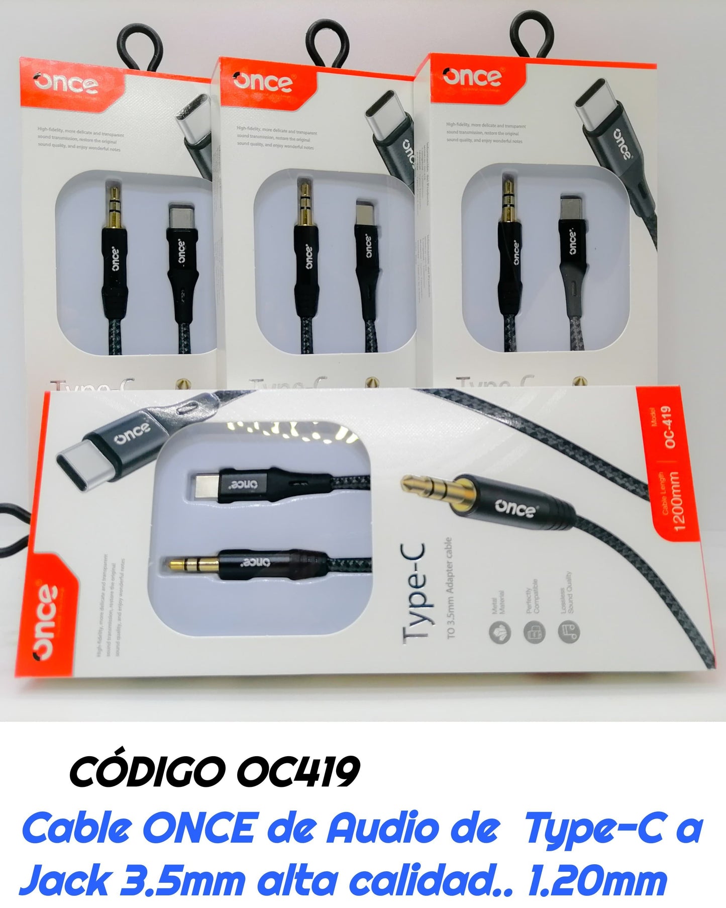 CABLE DE AUDIO ONCE - TIPO C A JACK 3.5MM